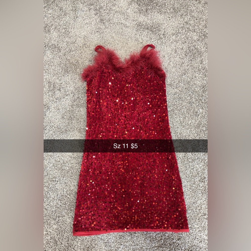 Elegant Red Sequin Kids Dress